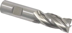Weldon - 3/4" Diam, 1-5/8" LOC, 4 Flute High Speed Steel Roughing & Finishing Square End Mill - Uncoated, 3-7/8" OAL, 3/4" Shank Diam, Weldon Shank, 30° Helix, Centercutting, Regular Length - Benchmark Tooling