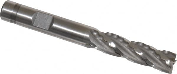Weldon - 3/8" Diam, 1-3/8" LOC, 4 Flute Cobalt Roughing & Finishing Square End Mill - Uncoated, 3-1/8" OAL, 3/8" Shank Diam, Weldon Shank, 30° Helix, Non-Centercutting - Benchmark Tooling