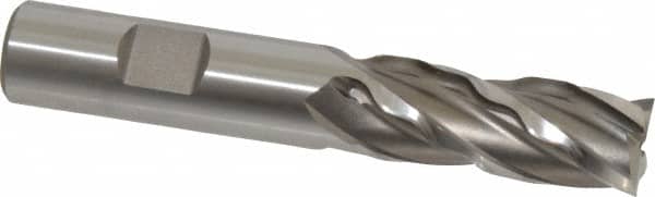Weldon - 5/8" Diam, 1-5/8" LOC, 4 Flute Cobalt Roughing & Finishing Square End Mill - Uncoated, 3-3/4" OAL, 5/8" Shank Diam, Weldon Shank, 30° Helix, Non-Centercutting - Benchmark Tooling
