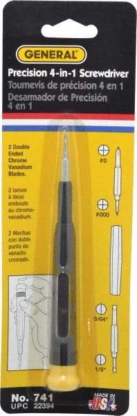 General - 4 Piece Bit Screwdriver - Phillips, Slotted, Precision - Benchmark Tooling