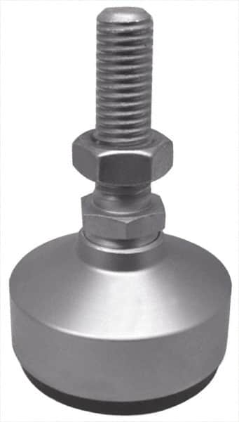 Gibraltar - 6500 Lb Capacity, 3/4-10 Thread, 4-1/8" OAL, Stainless Steel Stud, Studded Socket Mount Leveling Mount - 2" Stud Length, 3" Base Diam, Stainless Steel Pad, 1-1/16" Hex - Benchmark Tooling