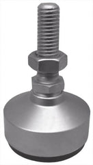 Gibraltar - 240 Lb Capacity, 1/2-13 Thread, 3-3/4" OAL, Stainless Steel Stud, Studded Socket Mount Leveling Mount - 2" Stud Length, 1-7/8" Base Diam, Stainless Steel Pad, 3/4" Hex - Benchmark Tooling