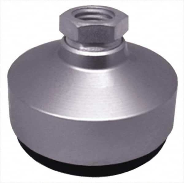 Gibraltar - 4400 Lb Capacity, 5/8-11 Thread, 1-7/8" OAL, Stainless Steel Stud, Tapped Socket Mount Leveling Pad - 2-1/2" Base Diam, Stainless Steel Pad, 7/8" Hex - Benchmark Tooling