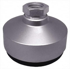 Gibraltar - 4400 Lb Capacity, 5/8-11 Thread, 1-7/8" OAL, Stainless Steel Stud, Tapped Socket Mount Leveling Pad - 2-1/2" Base Diam, Stainless Steel Pad, 7/8" Hex - Benchmark Tooling