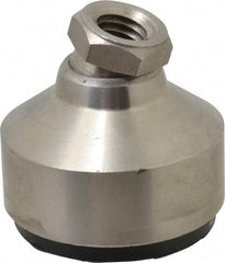 Gibraltar - 240 Lb Capacity, 1/2-13 Thread, 1-3/4" OAL, Stainless Steel Stud, Tapped Socket Mount Leveling Pad - 1-7/8" Base Diam, Stainless Steel Pad, 3/4" Hex - Benchmark Tooling