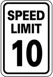 NMC - "Speed Limit 10", 18" Wide x 24" High, Aluminum Speed Limit Signs - 0.08" Thick, Black on White, Engineer Grade Reflectivity, Rectangle, Post Mount - Benchmark Tooling