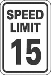 NMC - "Speed Limit 15", 18" Wide x 24" High, Aluminum Speed Limit Signs - 0.08" Thick, Black on White, Engineer Grade Reflectivity, Rectangle, Post Mount - Benchmark Tooling