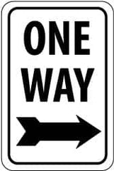 NMC - "One Way", "Right Arrow", 12" Wide x 18" High, Aluminum Parking Lot Traffic Signs - 0.08" Thick, Black on White, High Intensity Reflectivity, Rectangle, Post Mount - Benchmark Tooling