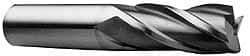 Hertel - 3/4", 3" LOC, 3/4" Shank Diam, 5-1/4" OAL, 4 Flute, High Speed Steel Square End Mill - Single End, Uncoated, Spiral Flute, 30° Helix, Centercutting, Right Hand Cut, Right Hand Flute - Benchmark Tooling