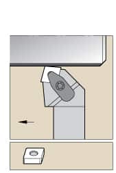 Kennametal - DCRN, Right Hand Cut, 15° Lead Angle, 1-1/4" Shank Height x 1-1/4" Shank Width, Negative Rake Indexable Turning Toolholder - 6" OAL, CN..64. Insert Compatibility, Series Kenclamp - Benchmark Tooling
