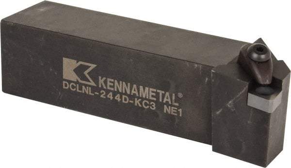 Kennametal - DCLN, Left Hand Cut, 5° Lead Angle, 1-1/2" Shank Height x 1-1/2" Shank Width, Negative Rake Indexable Turning Toolholder - 6" OAL, CN..43. Insert Compatibility, Series Kenclamp - Benchmark Tooling