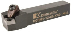 Kennametal - DCRN, Right Hand Cut, 15° Lead Angle, 3/4" Shank Height x 3/4" Shank Width, Negative Rake Indexable Turning Toolholder - 4-1/2" OAL, CN..43. Insert Compatibility, Series Kenclamp - Benchmark Tooling