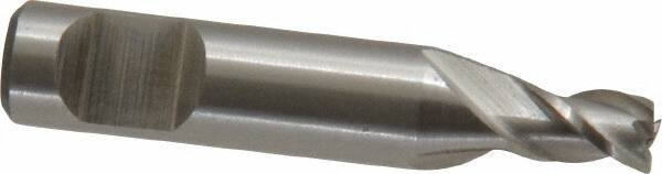 Interstate - 5/32", 1/4" LOC, 1/4" Shank Diam, 1-9/32" OAL, 3 Flute, Cobalt Square End Mill - Single End, Uncoated, Spiral Flute, Centercutting, Right Hand Cut, Right Hand Flute - Benchmark Tooling