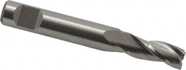 Interstate - 7/32", 1/2" LOC, 1/4" Shank Diam, 1-3/4" OAL, 3 Flute, Cobalt Square End Mill - Single End, Uncoated, Spiral Flute, Centercutting, Right Hand Cut, Right Hand Flute - Benchmark Tooling