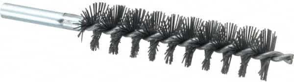 Schaefer Brush - 4" Brush Length, 1" Diam, Single Stem, Single Spiral Tube Brush - 6-1/4" Long, Silicone Carbide Impregnated Nylon, 12-24 Female Connection - Benchmark Tooling