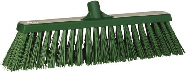 Vikan - 19" Heavy Duty Synthetic Push Broom - 2" Bristle Length, Plastic Block, European Threaded Handle Connection - Benchmark Tooling