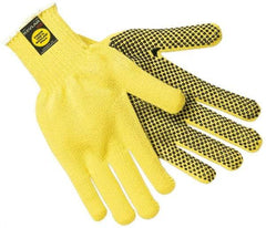 MCR Safety - Size S (7), PVC Coated Cut Resistant Gloves - Fully Coated Coated, Kevlar Lining, Knit Wrist, Yellow/Black, Paired - Benchmark Tooling
