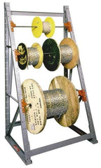 Made in USA - 1 Bay, 2,000 Lb Capacity, Gray Reel Storage Rack - 48" Wide x 96" High x 36" Deep - Benchmark Tooling