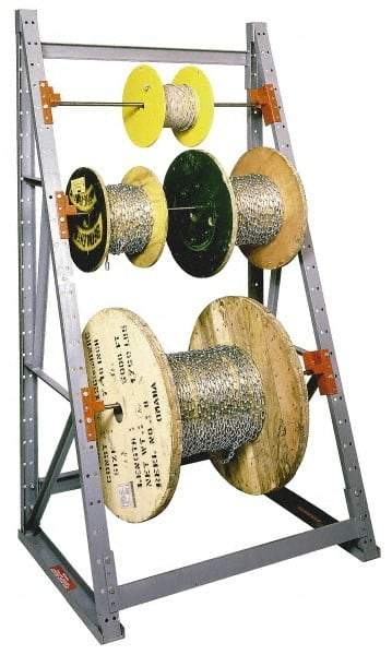 Made in USA - 1 Bay, 2,000 Lb Capacity, Gray Reel Storage Rack - 24" Wide x 96" High x 36" Deep - Benchmark Tooling