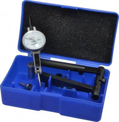 Fowler - 12 Piece, 0" to 0.06" Measuring Range, 1" Dial Diam, 0-15-0 Dial Reading, Horizontal White Dial Test Indicator Kit - 5/8" Contact Point Length, 0.04, 0.08 & 0.12" Ball Diam, 0.0005" Dial Graduation - Benchmark Tooling