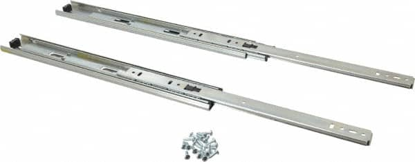 Knape & Vogt - 14" Slide Length, 14" Travel Length, Steel Precision Drawer Slide - 1/2" Wide, 1-13/16" High, 100 Lb Capacity at Full Extension, Chrome Finish - Benchmark Tooling