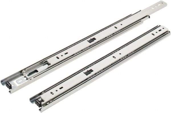 Knape & Vogt - 16" Slide Length, 16" Travel Length, Steel Precision Drawer Slide - 1/2" Wide, 1-13/16" High, 100 Lb Capacity at Full Extension, Chrome Finish - Benchmark Tooling