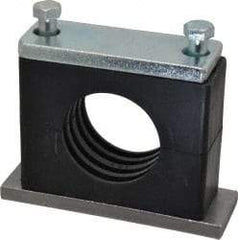HYDAC - 5.51" Wide x 4.33" High x 1.77" Deep, Polypropylene Heavy Duty Vibration-Control Clamp - Carbon Steel Plate, For 2" Pipe, Mount with Weld Plate, Top Plate, Plastic Clamp Pair, Bolts - Benchmark Tooling