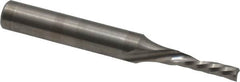 Onsrud - 1/8" Cutting Diam x 1/2" Length of Cut, 1 Flute, Downcut Spiral Router Bit - Uncoated, Right Hand Cut, Solid Carbide, 2" OAL x 1/4" Shank Diam, Single Edge, 21° Helix Angle - Benchmark Tooling