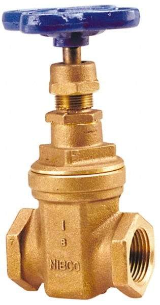 NIBCO - 3" Pipe, Class 150, Threaded Bronze Solid Wedge Stem Gate Valve - 300 WOG, 150 WSP, Screw-In Bonnet - Benchmark Tooling