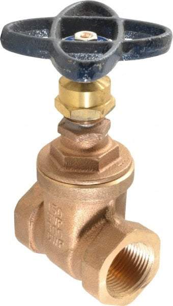NIBCO - 1" Pipe, Class 150, Threaded Bronze Solid Wedge Stem Gate Valve - 300 WOG, 150 WSP, Screw-In Bonnet - Benchmark Tooling