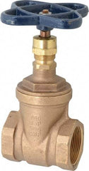 NIBCO - 1-1/2" Pipe, Class 150, Threaded Bronze Solid Wedge Stem Gate Valve - 300 WOG, 150 WSP, Screw-In Bonnet - Benchmark Tooling
