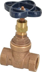 NIBCO - 1/2" Pipe, Class 150, Threaded Bronze Solid Wedge Stem Gate Valve - 300 WOG, 150 WSP, Screw-In Bonnet - Benchmark Tooling