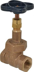 NIBCO - 1/2" Pipe, Class 150, Threaded Bronze Solid Wedge Rising Stem Gate Valve - 300 WOG, 150 WSP, Bolted Bonnet - Benchmark Tooling