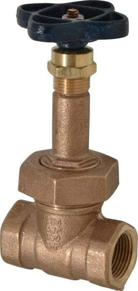 NIBCO - 3/4" Pipe, Class 150, Threaded Bronze Solid Wedge Rising Stem Gate Valve - 300 WOG, 150 WSP, Bolted Bonnet - Benchmark Tooling