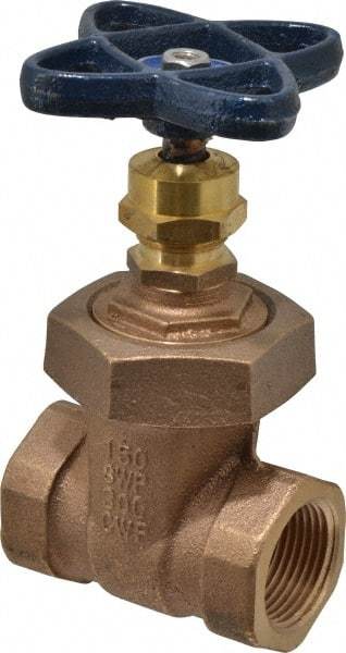 NIBCO - 1" Pipe, Class 150, Threaded Bronze Solid Wedge Stem Gate Valve - 300 WOG, 150 WSP, Union Bonnet - Benchmark Tooling