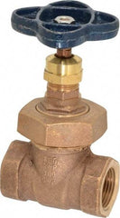 NIBCO - 3/4" Pipe, Class 150, Threaded Bronze Solid Wedge Stem Gate Valve - 300 WOG, 150 WSP, Union Bonnet - Benchmark Tooling