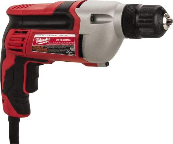 Milwaukee Tool - 3/8" Keyless Chuck, 2,800 RPM, Pistol Grip Handle Electric Drill - 8 Amps, 120 Volts, Reversible, Includes 3/8" Drill & Side Handle - Benchmark Tooling