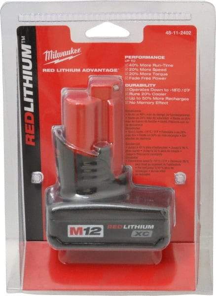 Milwaukee Tool - 12 Volt Lithium-Ion Power Tool Battery - 3 Ahr Capacity, 1/2 hr Charge Time, Series M12 XC RED - Benchmark Tooling