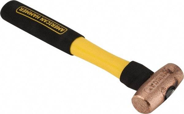 American Hammer - 1-1/2 Lb Head Nonsparking Mallet - 12" OAL, 11" Long Fiberglass Handle - Benchmark Tooling