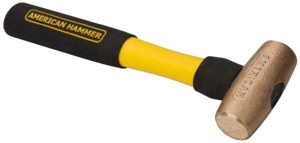 American Hammer - 2 Lb Head Nonsparking Mallet - 12" OAL, 11" Long Fiberglass Handle - Benchmark Tooling