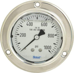 Wika - 2-1/2" Dial, 1/4 Thread, 0-1,000 Scale Range, Pressure Gauge - Lower Back Connection Mount, Accurate to 2-1-2% of Scale - Benchmark Tooling