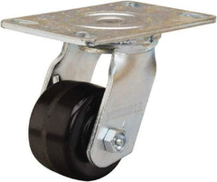 Hamilton - 3-1/4" Diam x 2" Wide x 5-1/4" OAH Top Plate Mount Swivel Caster - Phenolic, 700 Lb Capacity, Straight Roller Bearing, 4-1/2 x 6-1/4" Plate - Benchmark Tooling