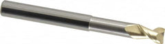 Accupro - 1/4", 3/8" LOC, 1/4" Shank Diam, 2-1/2" OAL, 2 Flute, Solid Carbide Square End Mill - Single End, ZrN Finish, Spiral Flute, 45° Helix, Centercutting, Right Hand Cut, Right Hand Flute - Benchmark Tooling