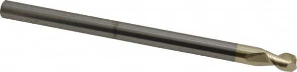 Accupro - 1/4", 3/8" LOC, 1/4" Shank Diam, 4" OAL, 2 Flute, Solid Carbide Square End Mill - Single End, ZrN Finish, Spiral Flute, 45° Helix, Centercutting, Right Hand Cut, Right Hand Flute - Benchmark Tooling