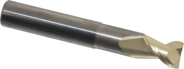 Accupro - 3/8", 1/2" LOC, 3/8" Shank Diam, 2-1/2" OAL, 2 Flute, Solid Carbide Square End Mill - Single End, ZrN Finish, Spiral Flute, 45° Helix, Centercutting, Right Hand Cut, Right Hand Flute - Benchmark Tooling
