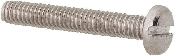 Value Collection - M2.5x0.45 Metric Coarse, 16mm Length Under Head Slotted Drive Machine Screw - Pan Head, Grade 18-8 & A2 Stainless Steel, Uncoated, Without Washer - Benchmark Tooling