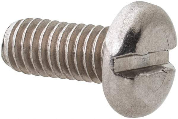 Value Collection - M3.5x0.60 Metric Coarse, 8mm Length Under Head Slotted Drive Machine Screw - Pan Head, Grade 18-8 & A2 Stainless Steel, Uncoated, Without Washer - Benchmark Tooling