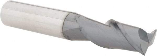 Accupro - 7/16", 1" LOC, 7/16" Shank Diam, 2-3/4" OAL, 2 Flute, Solid Carbide Square End Mill - Single End, AlTiN Finish, Spiral Flute, 40° Helix, Centercutting, Right Hand Cut, Right Hand Flute - Benchmark Tooling