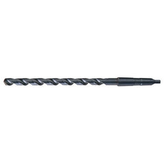 45/64 RHS / RHC HSS 118 Degree Notched Point Extra Length Taper Shank Drill - Steam Oxide - Exact Industrial Supply