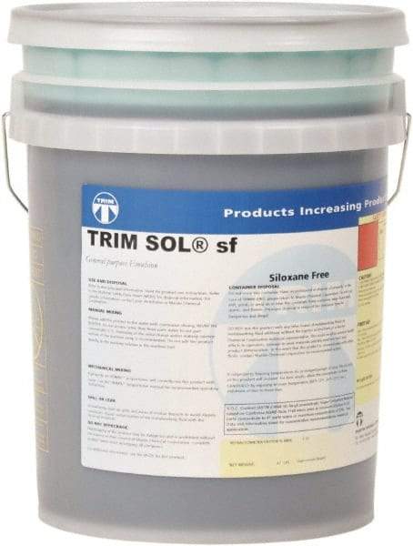 Master Fluid Solutions - Trim SOL sf, 5 Gal Pail Cutting & Grinding Fluid - Water Soluble, For Cutting, Grinding - Benchmark Tooling